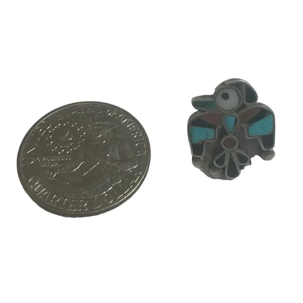 Vintage Sterling Artist Signed Native American Zuni Thunderbird Pin - Picture 5 of 5
